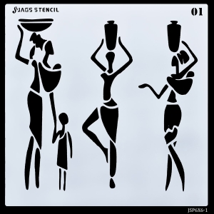 6 by 6 inches Stencil - African Models