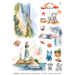 CrafTangles A4 Transfer It Sheets - Travel Beach Elements