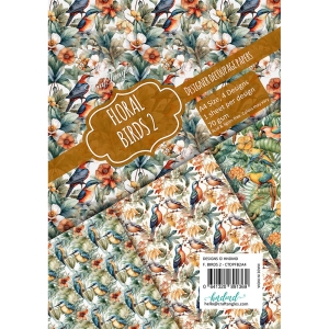 CrafTangles Decoupage Paper Pack - Floral Birds 2 (A4) - 4 sheets