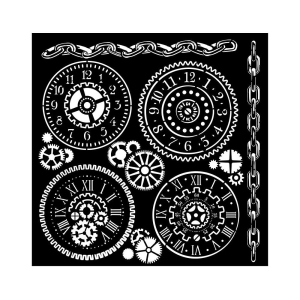 Stamperia Stencil 7"X7" - Voyages Fantastiques Gears