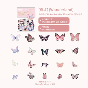 Butterfly Clear PET stickers (40 pcs) (TZ2307FFMd)