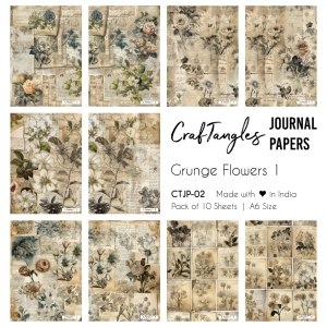 CrafTangles Journal Papers (A6 pack of 10 sheets) - Grunge Flowers 1