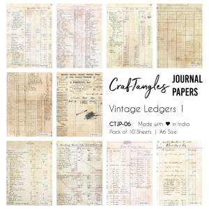 CrafTangles Journal Papers (A6 pack of 10 sheets) - Vintage Ledgers 1