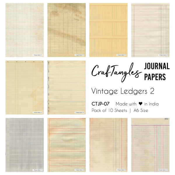 CrafTangles Journal Papers (A6 pack of 10 sheets) - Vintage Ledgers 2