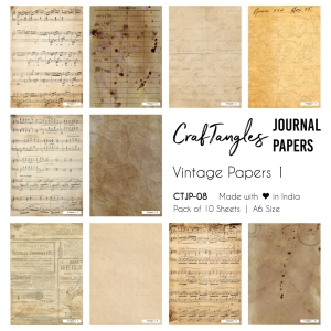 CrafTangles Journal Papers (A6 pack of 10 sheets) - Vintage Papers 1