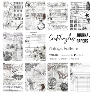 CrafTangles Journal Papers (A6 pack of 10 sheets) - Vintage Patterns 1