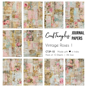 CrafTangles Journal Papers (A6 pack of 10 sheets) - Vintage Roses 1