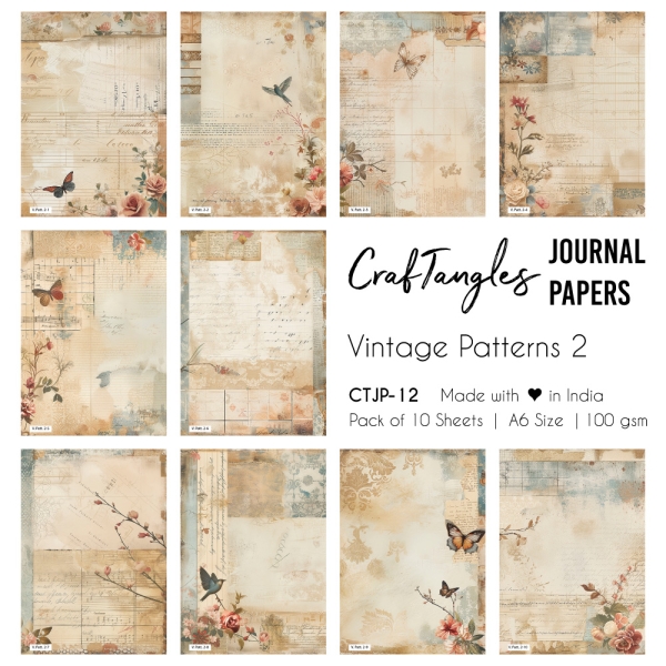 CrafTangles Journal Papers (A6 pack of 10 sheets) - Vintage Patterns 2