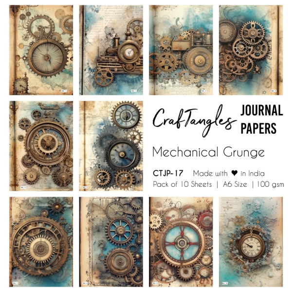 CrafTangles Journal Papers (A6 pack of 10 sheets) - Mechanical Grunge