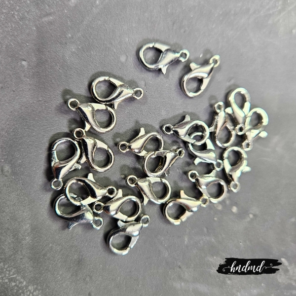 Jewellery Findings - Lobster Locks - 10 mm - Silver (20 pcs)